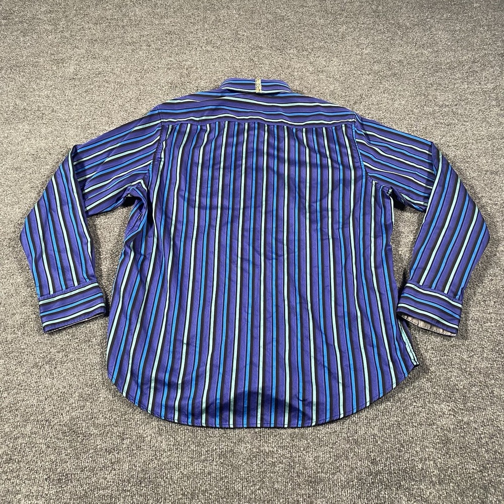 Robert Graham X Vertical Stripe Long Sleeve Fip Cuff Shirt Mens 2XL Tailored Fit - Picture 5 of 8